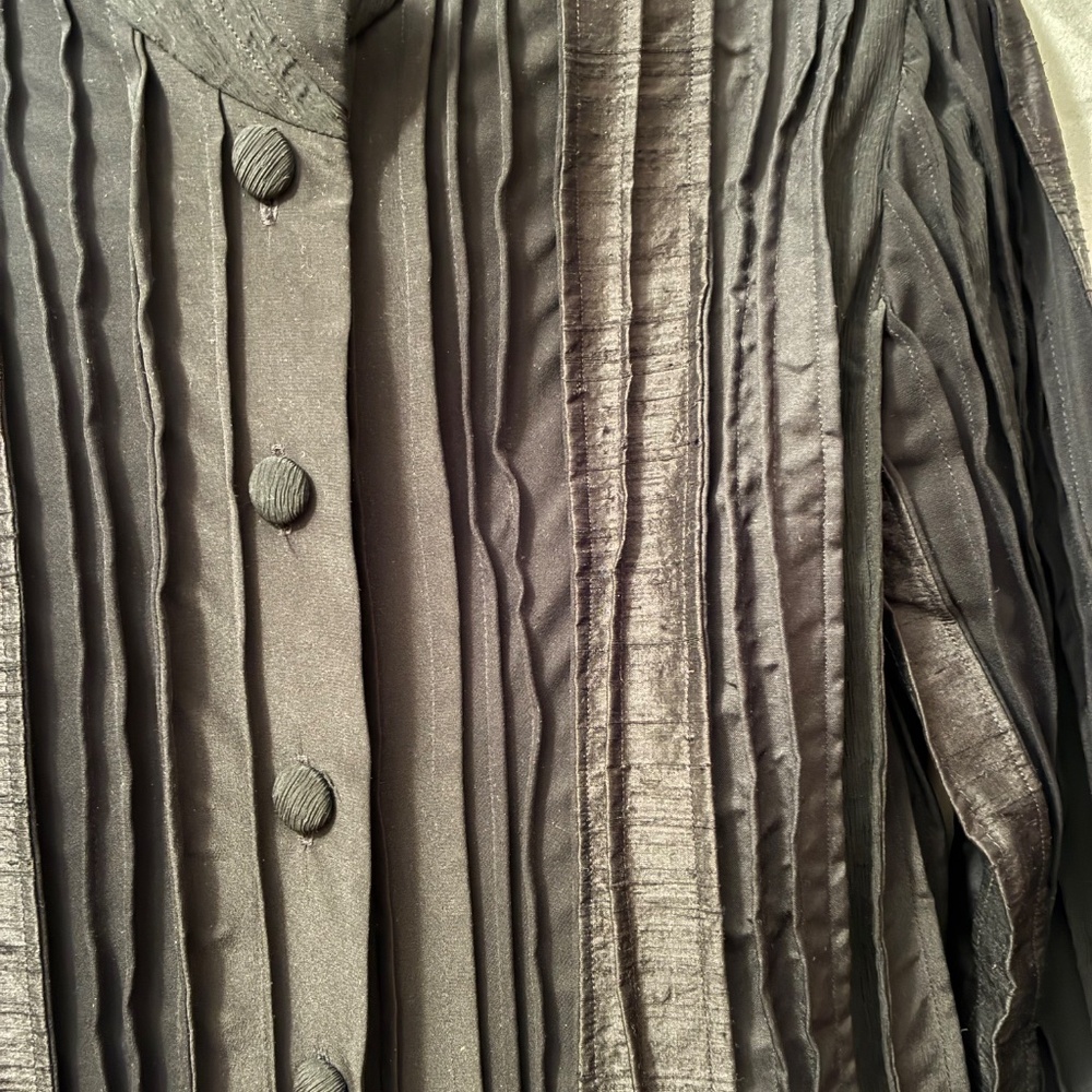 Hulda Bridgeman Design Wearable Art Black Silk Size 0 Petite Jacket Handmade EUC - Picture 4 of 16